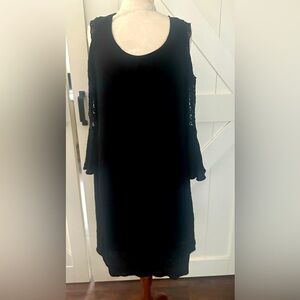 Black cold shoulder bell sleeve small dress